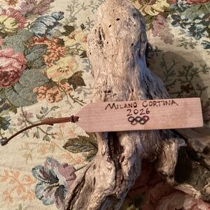 Handmade Wood Bookmark / Wood Burned Milano Cortina 2026 Olympics